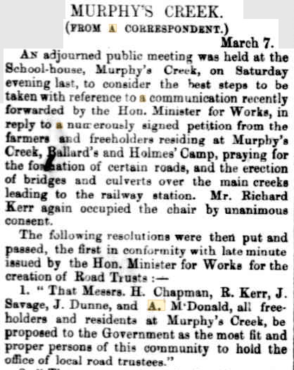 The Queenslander Sat 11 Mar 1871, Linked To: <a href='i663.html' >Archibald McDonald</a>